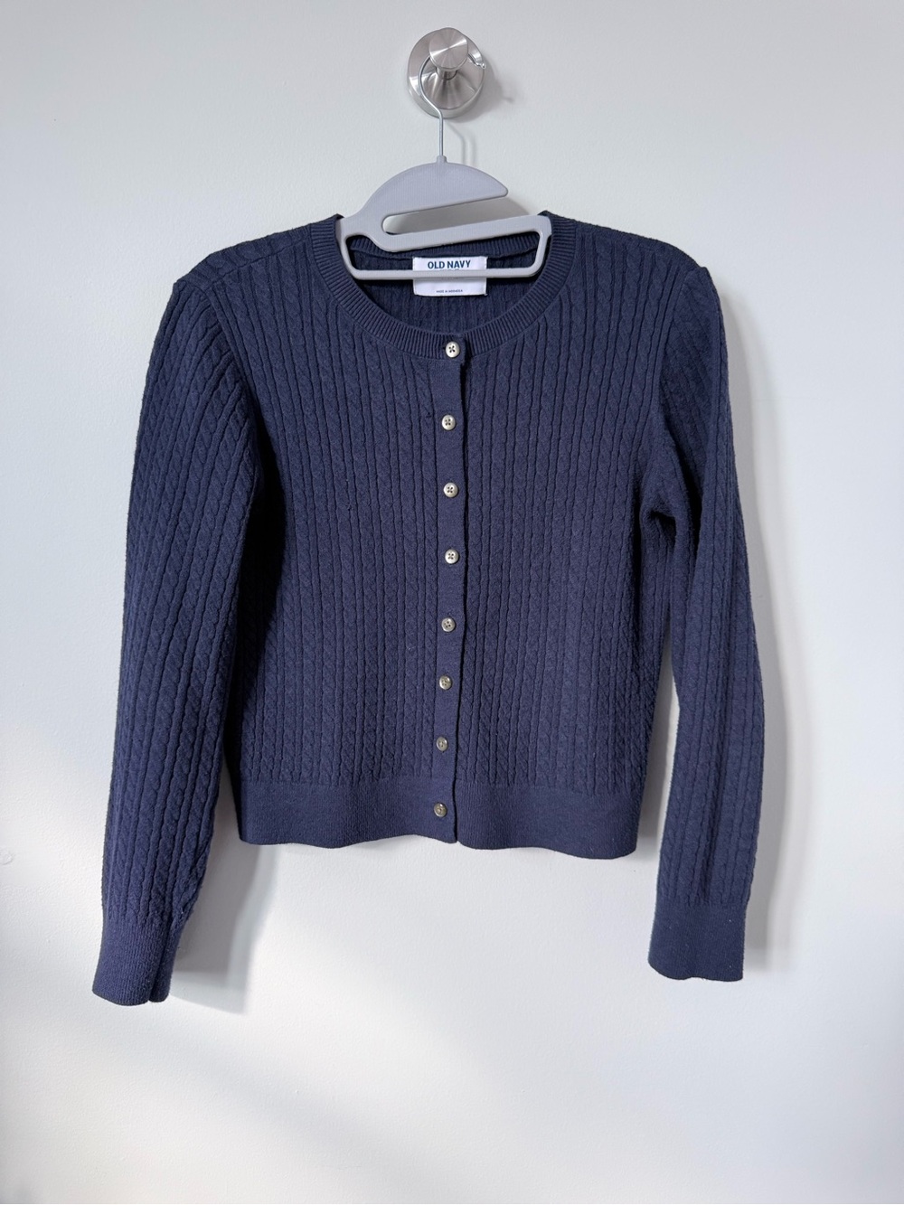 Old Navy Women's Dark Navy Ribbed Button-Up Cardigan